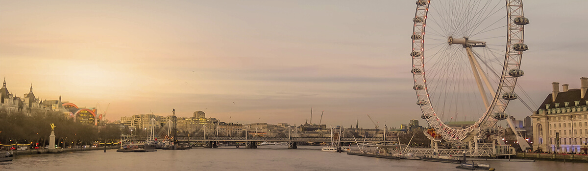 Photo of the London Eye at Dusk.