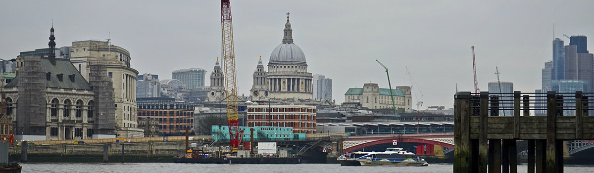 Photo taken of London and the river Thames. 