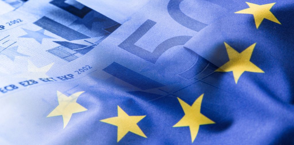 Close up of a Euro currency note. 