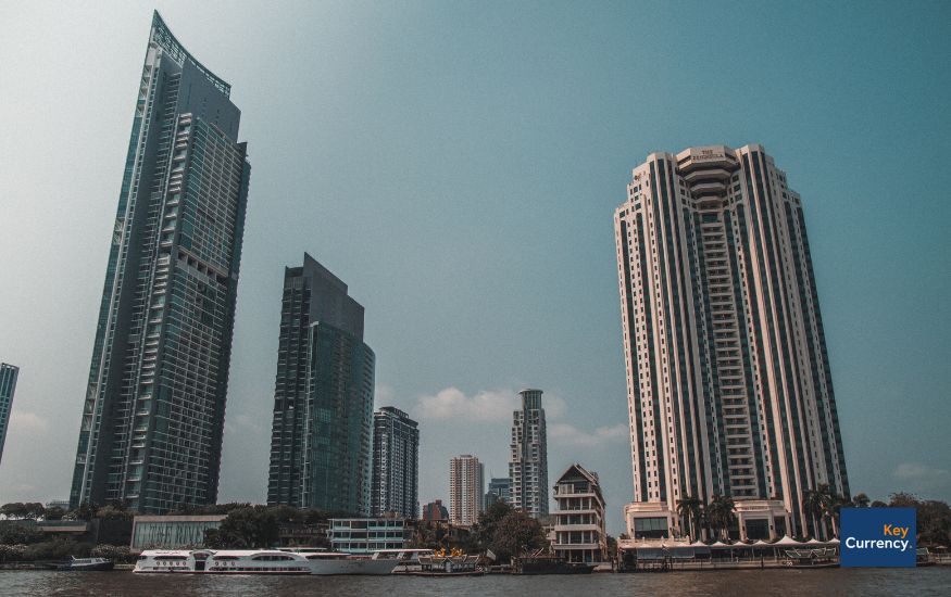 Photo of buildings in Bangkok, Thailand on a sunny day. 