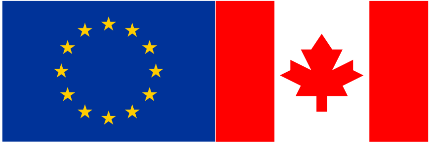 Euro flag and Canadian flag side by side.