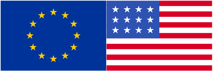 euro and usd flags side by side.