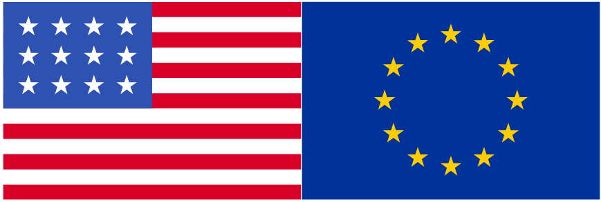 usd and euro flags side by side.