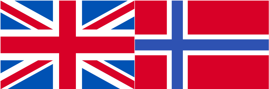 GB flag and Norwegian Flag side by side. 