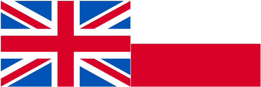 Great Britain flag and Poland Flag side by side.