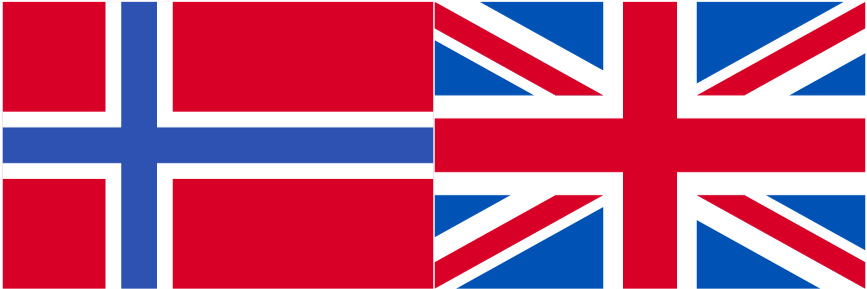 Norwegian flag and GB flag side by side. 