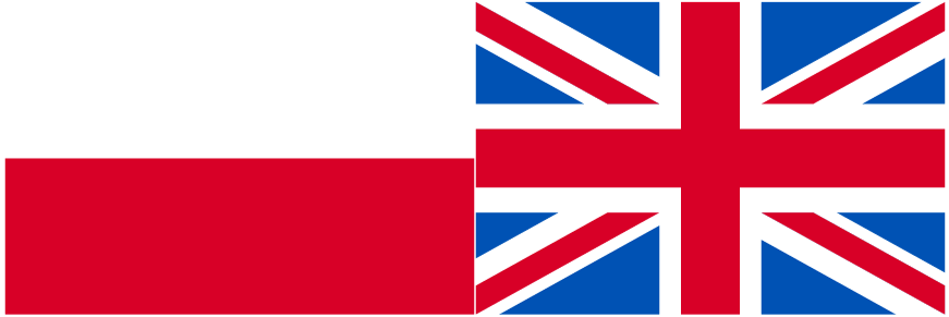 Poland flag and Great Britain flag side by side. 