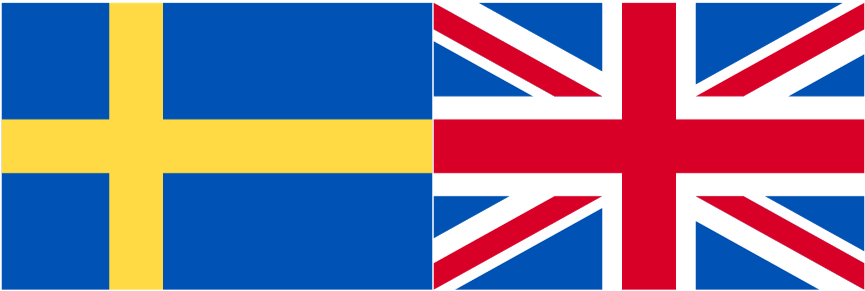 Swedish flag and GB flag side by side.